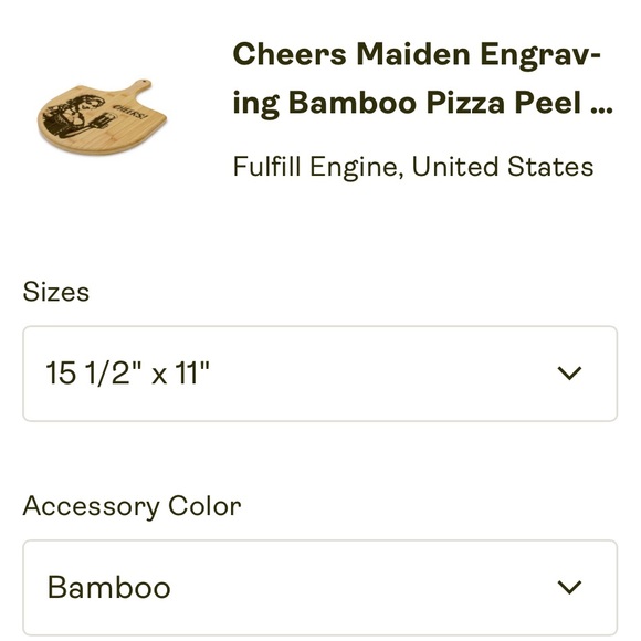 Bamboo Pizza Serving Paddle with Maiden Engraving - Picture 2 of 2